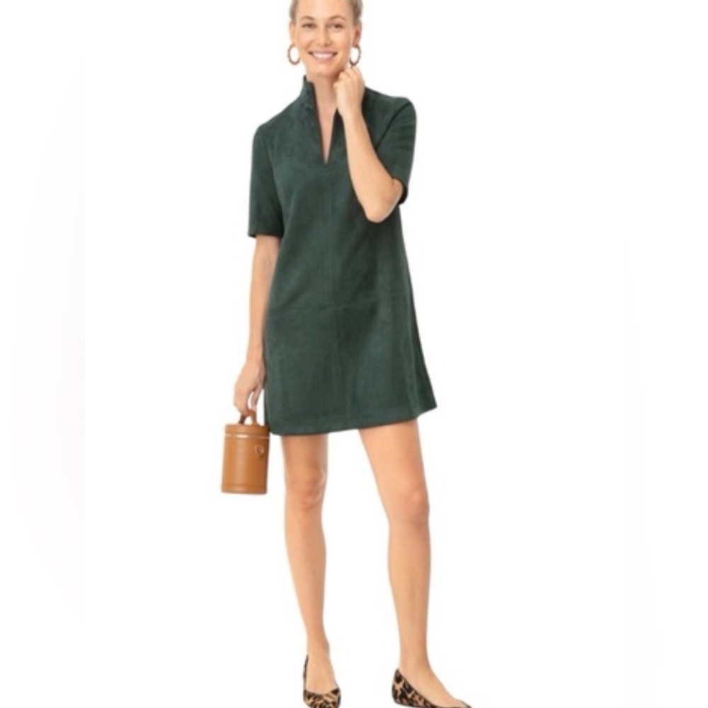 Tuckernuck Suede Stand Collar Clifton Dress  Olive Green size XXL - Like New!